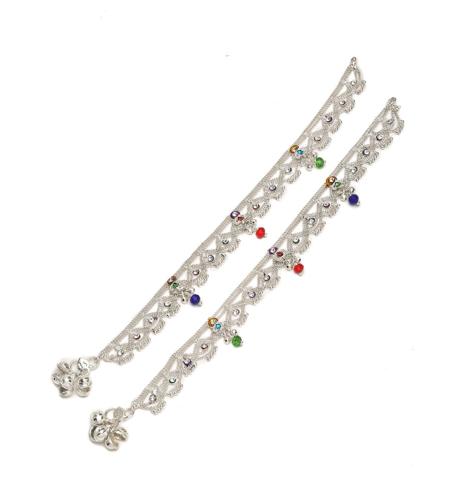 YouBella Jewellery Silver Plated Stylish Handmade Anklets for Girls and Women